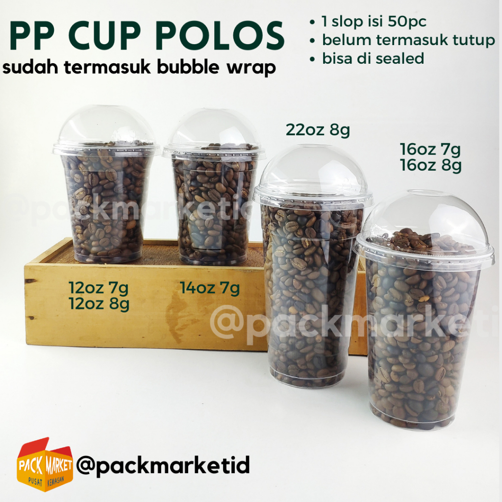 CUP PP 12oz, 14oz, 16oz, 22oz READY STOCK- BISA DI SEALED - cup teh, cup boba, cup kopi