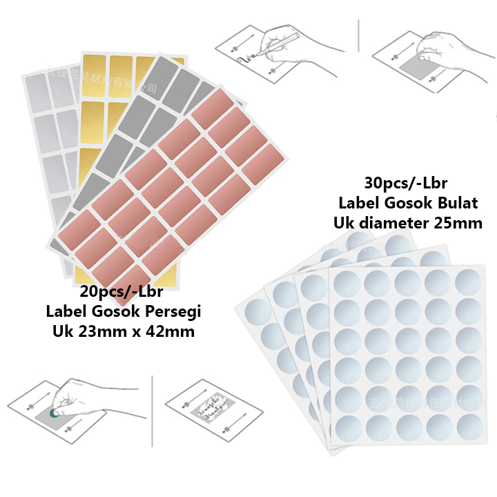 

1 Lembar Label Gosok Bulat Uk 25mm | Label Gosok Persegi uk 23x42mm