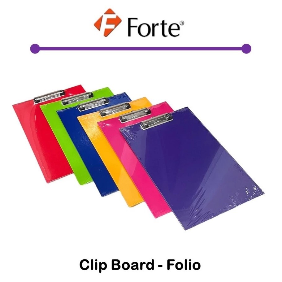 

Clipboard Papan Jalan Polos Warna Forte / Clip Board Papan Ujian Warna Forte Ukuran Folio