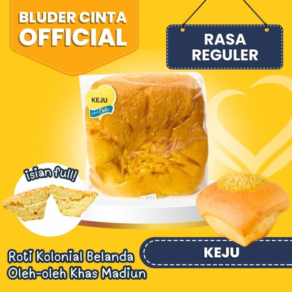 

Roti Bluder Cinta Rasa Keju 50 Gram - Oleh oleh Khas Madiun Asli - Halal - Viral