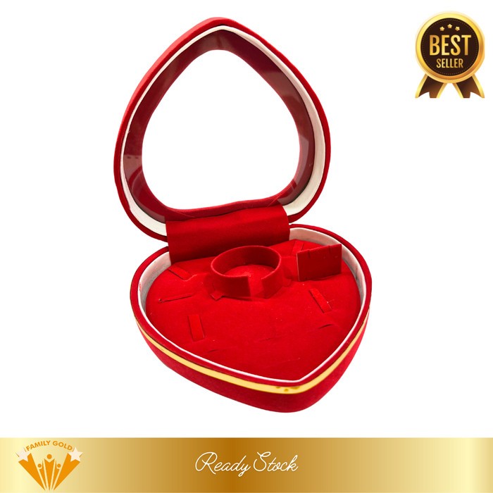 

Kotak Emas Perhiasan Bahan Beludru Heart Kaca Family Gold