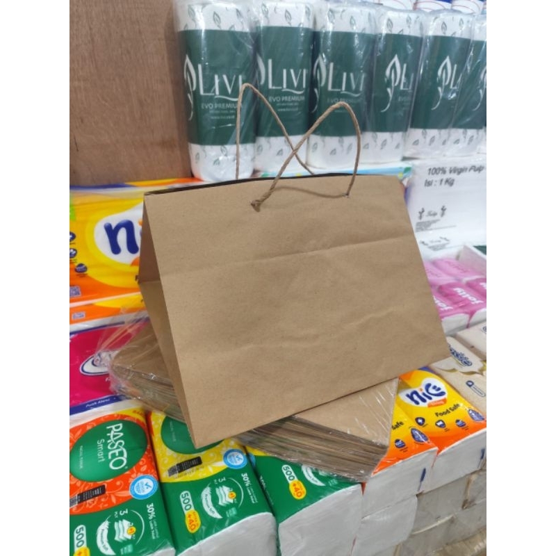 

paper bag nasi kotak ukuran 30 bahan tebal isi 12 pcs terlaris dan termurah