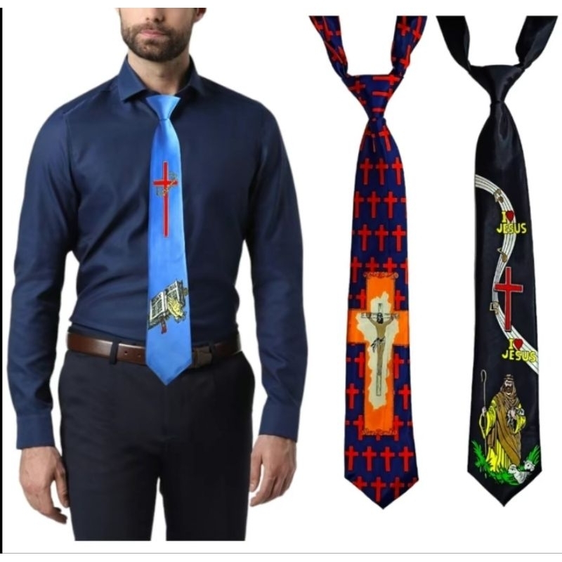 Dasi motif rohani dasi salib 3, inch