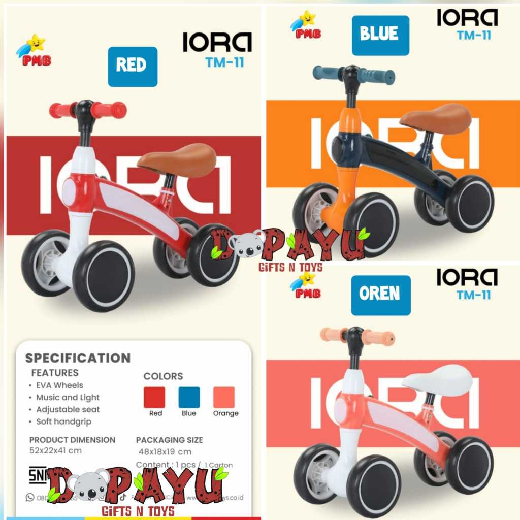 Sepeda Anak IORA TM11 PMB Mainan Anak Dorong Roda 4