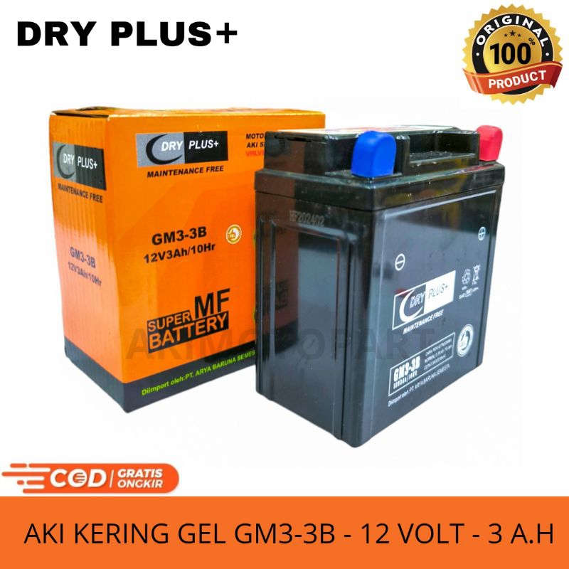 Aki Motor Kering Rx King Ninja R Aki Motor Dry Plus+ GM3-3B Rx King Ninja R 12V 3A.H