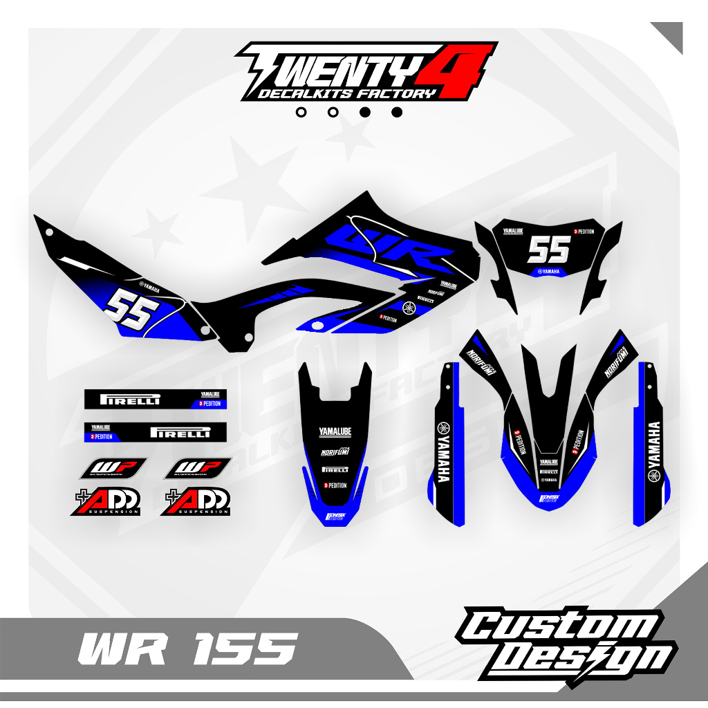 Decal Yamaha Wr 155 Superglossy Premium - Decal Wr Hitam Biru Simple