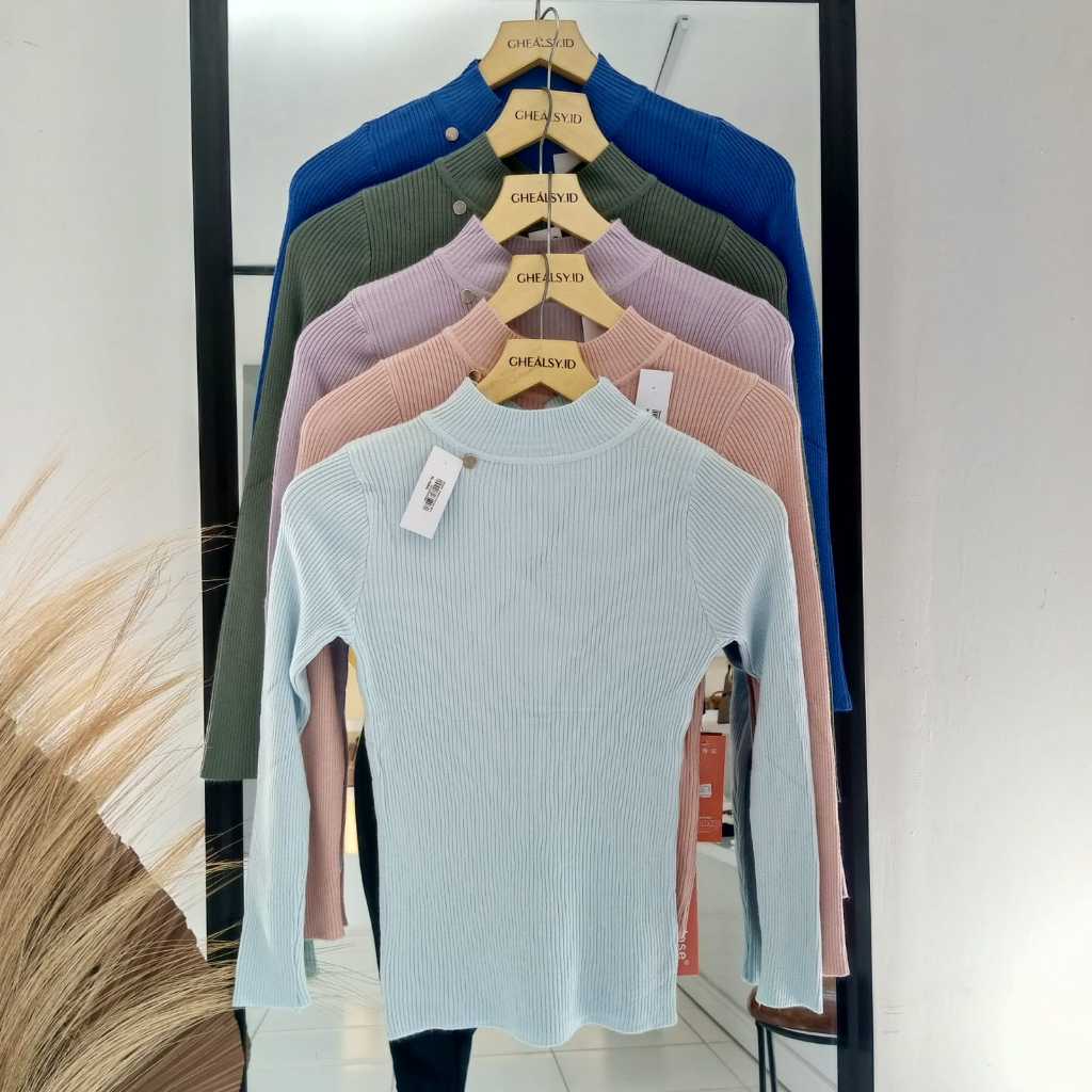 Manset Premium Basic Turtleneck All Size, Inner Rajut Baju Wanita Rajut Lengan Panjang Turtleneck - 