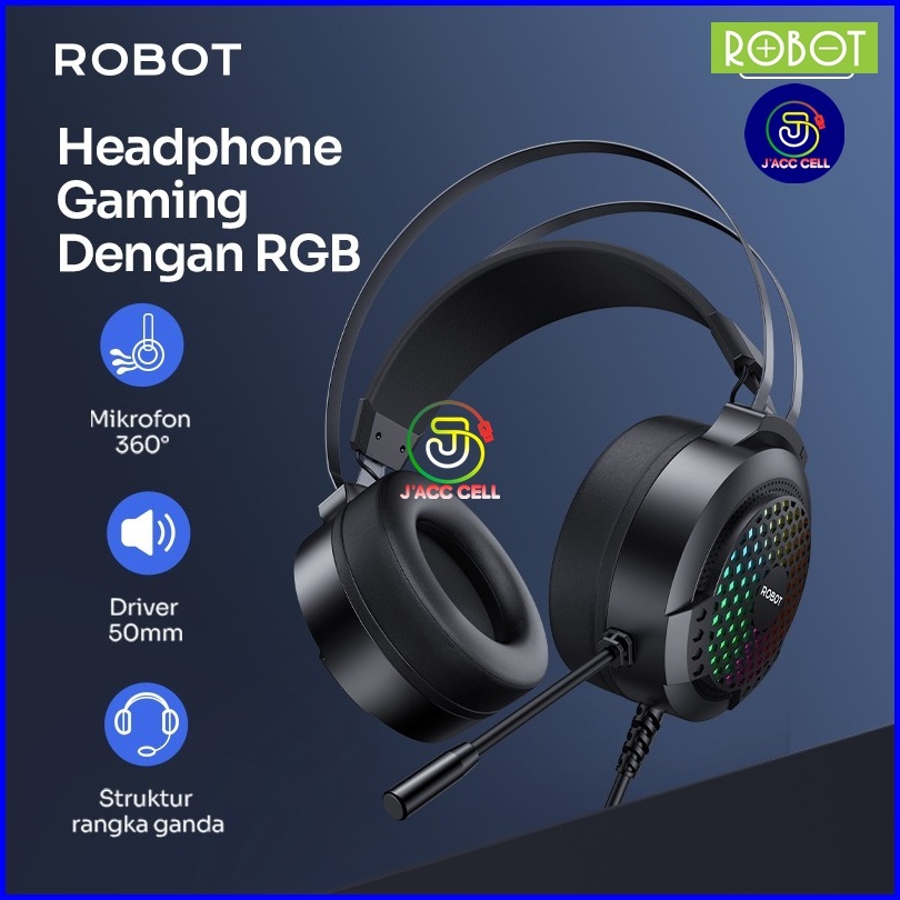 HF ROBOT RH-G30 Headset Gaming Robot RH G30 Mic + RGB Light Headphone Original ROBOT
