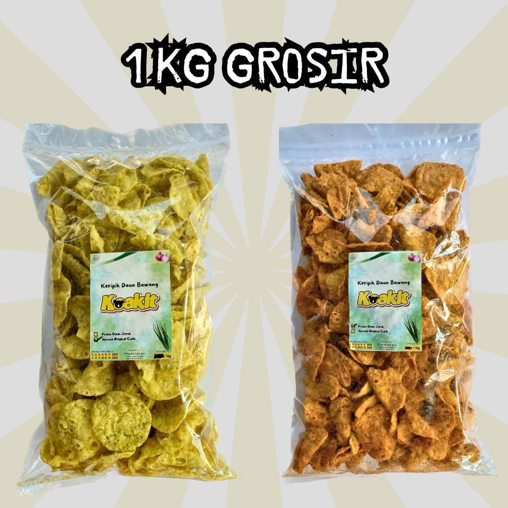 

[COD] Keripik Kembang Bawang 1kg + Kerpiki bawang + Keripik + Keripik Geplak + Keripik Pangsit