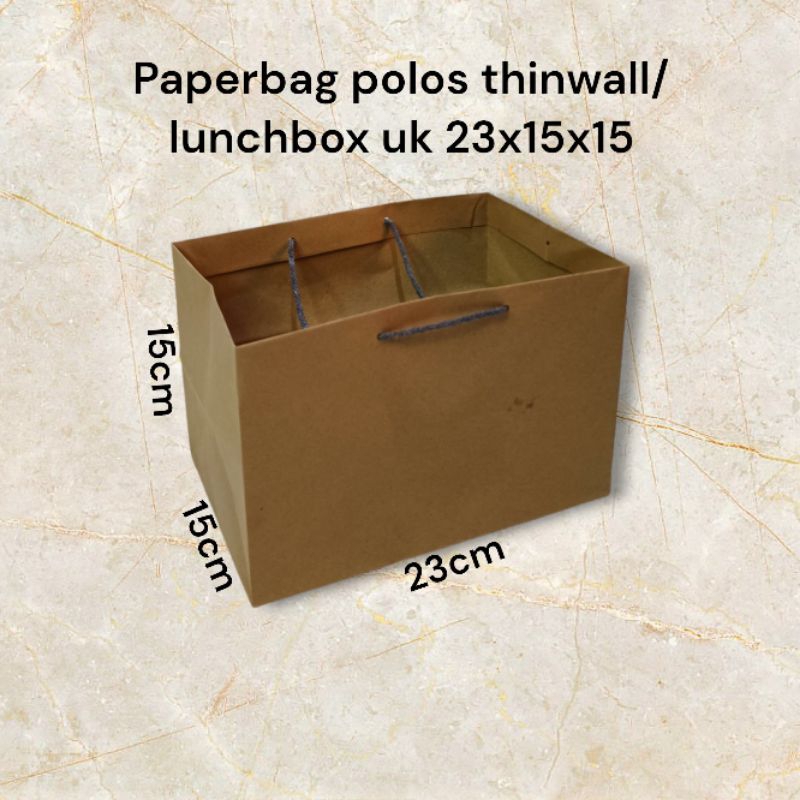

Paperbag polos thinwall/lunchbox uk 23x15x15 (isi 12pcs)