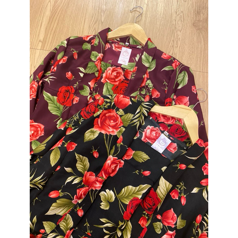 Kebaya Mawar Merah Maroon Floral Bunga Cantik Seragam Bridesmaids