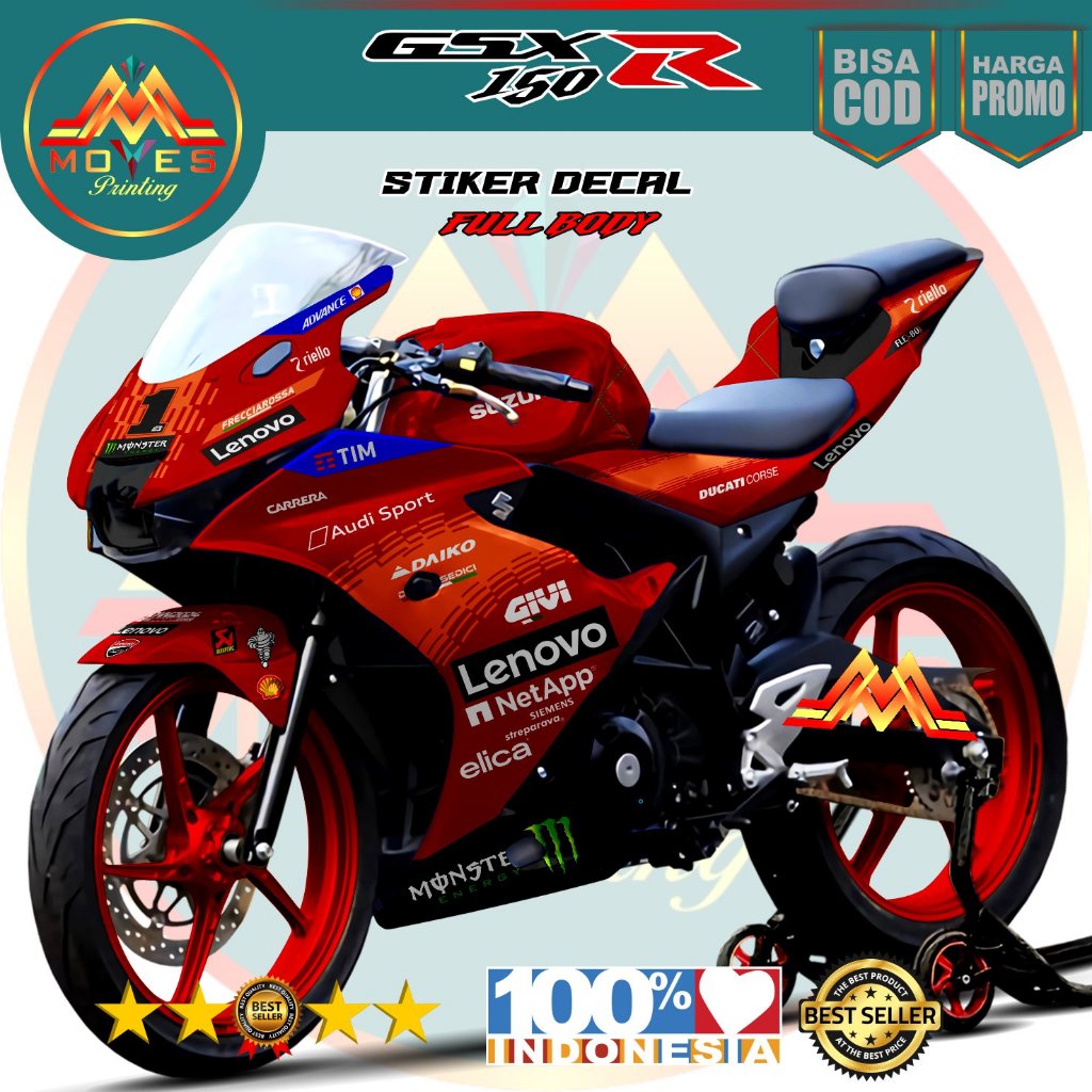 TERBARU BISA COD ⭐⭐⭐⭐⭐⭐⭐STIKER DECAL FULL BODY GSX 150R MOTIF BALAP LENOVO