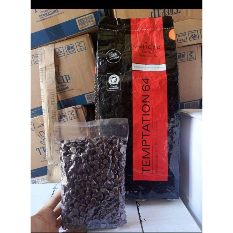 

dark coklat Veliche Temptation 64% 1kg veliche dark chocolate