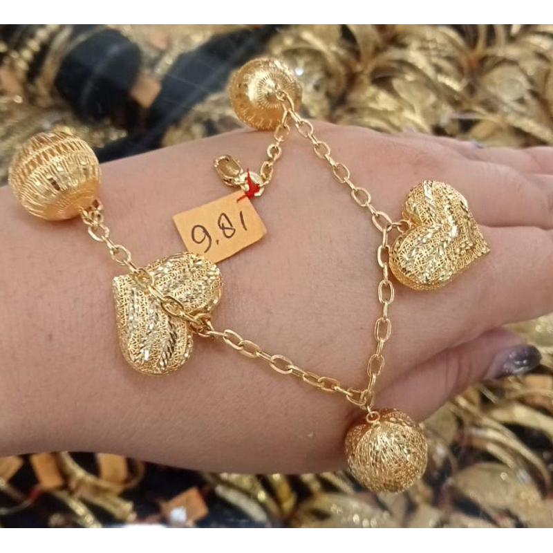 gelang fancy bola love emas asli kadar 875