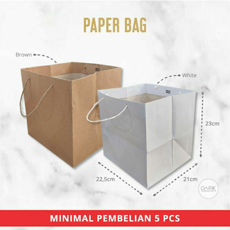 PAPER BAG 20x20 COKLAT PUTIH BAHAN KRAFT CRAFT
