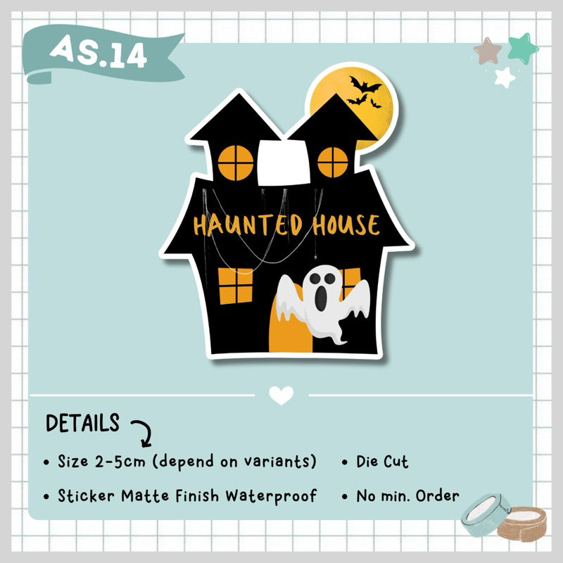 

STICKER AESTHETIC TUMBLR SATUAN / STICKER HALLOWEEN HAUNTED HOUSE / VINYL WATERPROOF / AS.14