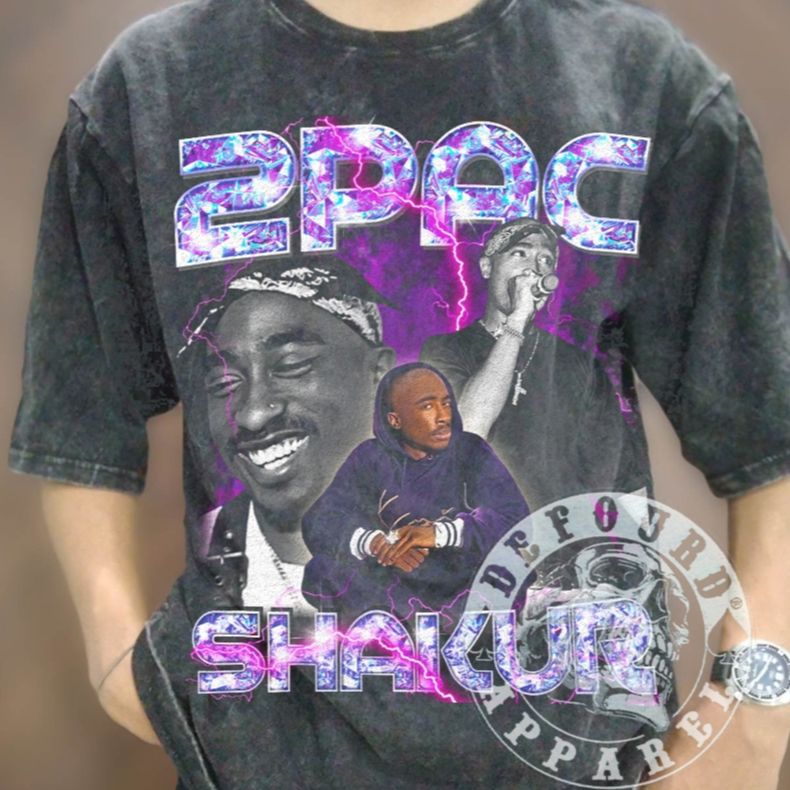 Kaos RapTee TUPAC SHAKUR, 2PAC SHAKUR Vintage Wash, Kaos Rap Tee Premium Oversized Style