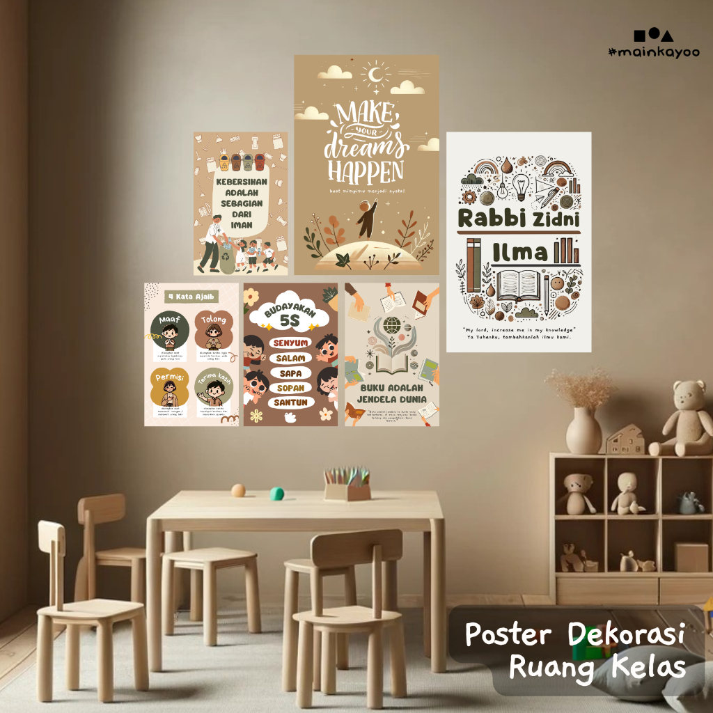 Poster Dekorasi Edukasi Ruang Kelas Sekolah TK SD SMP Aesthetic - Poster Pendidikan Anak Sekolah A3+