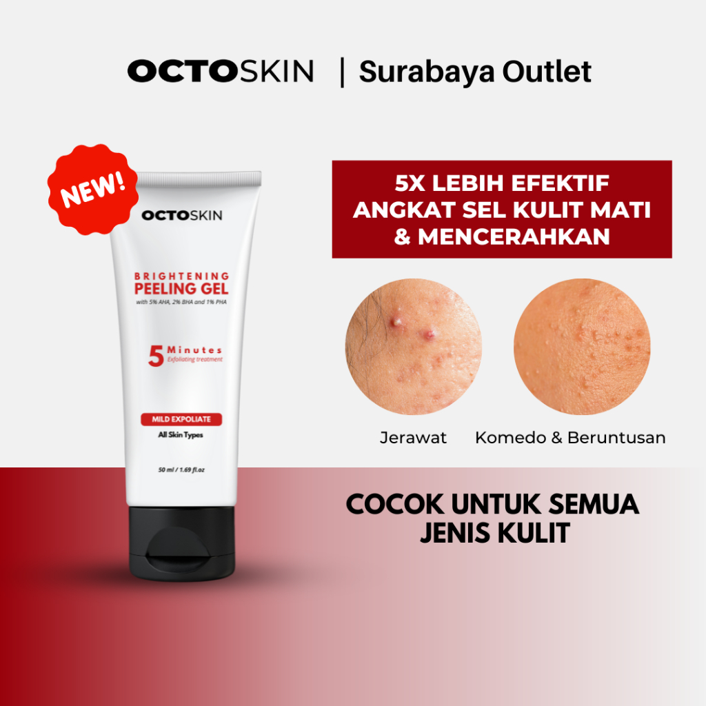 ( Ready ) OCTOSKIN Brightening Peeling Gel 50ML - Mengangkat Sel Kulit Mati Mencerahkan Kulit