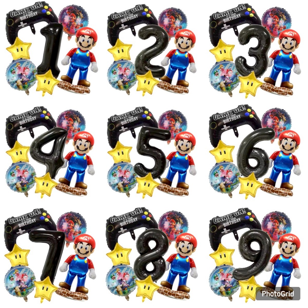 Paket Balon Mario Bros Angka Bintang Game