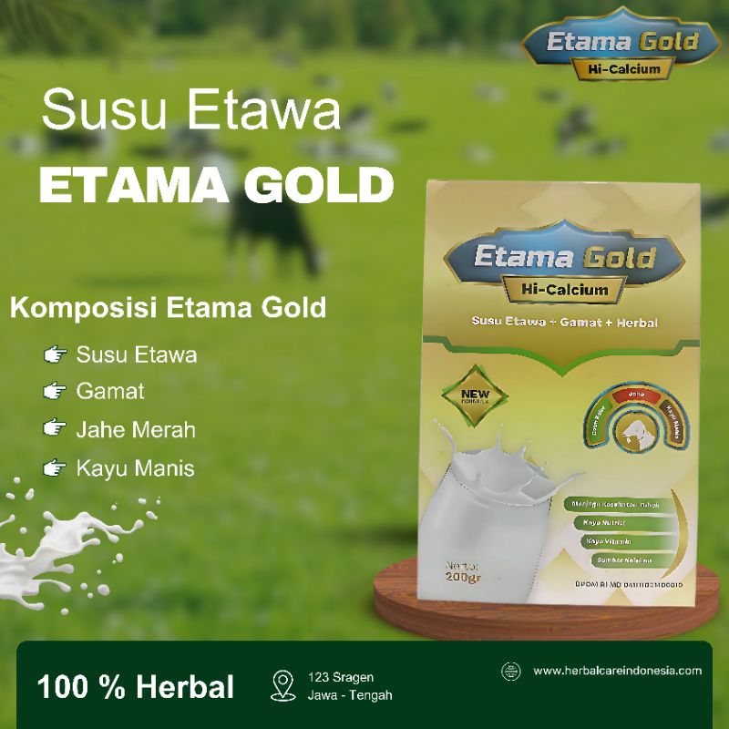 

Etama Gold Susu Etawa Plus Gamat Rekomendasi Ilmiah Atasi Nyeri Sendi & Tulang