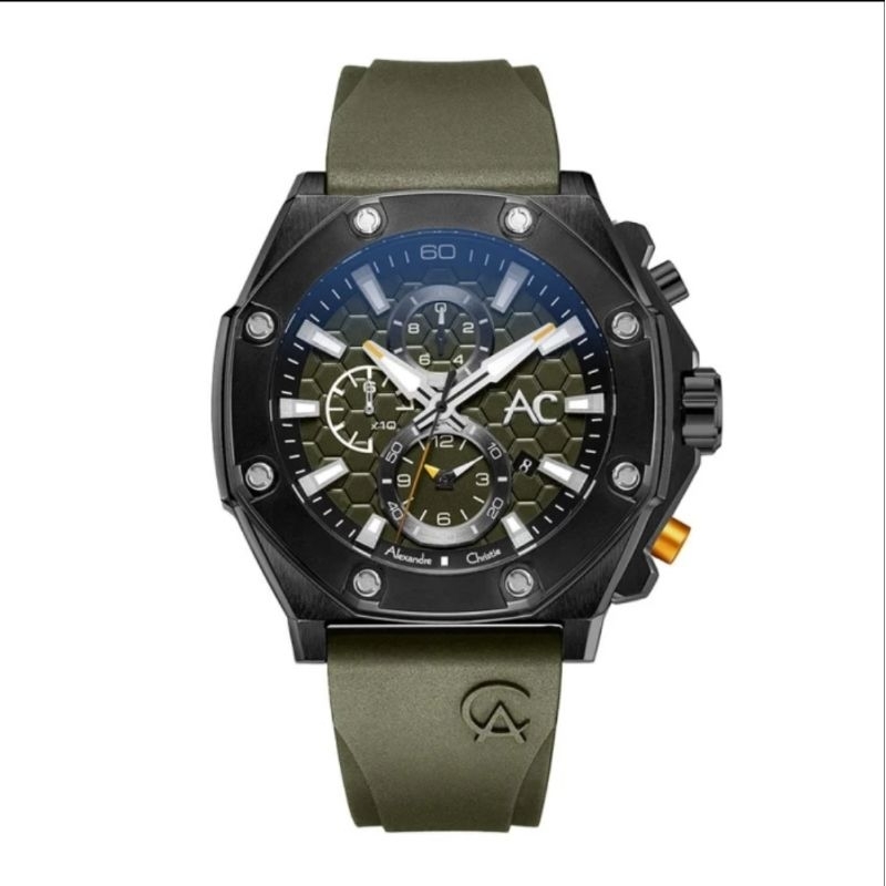 jam tangan pria original ALEXANDRE CHRISTIE AC9601GC RUBBER STRAP