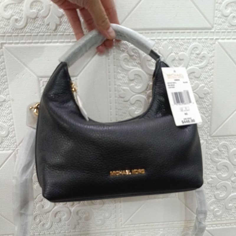 tas wanita mk ember small messenger black leather