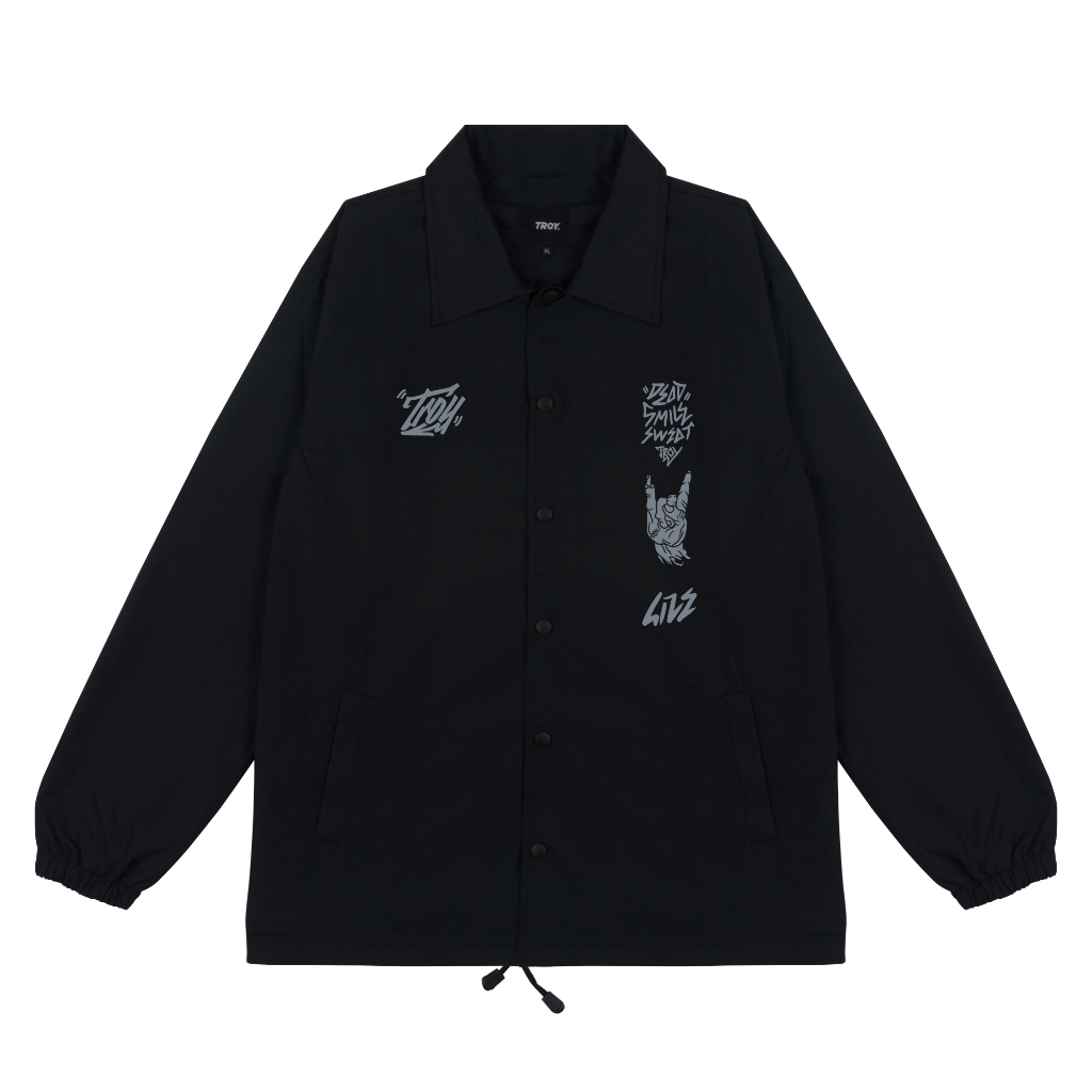 Troy Company Coach Jacket Black Heavy Metal Icon - Jaket Windbreaker Hitam WNN 2713