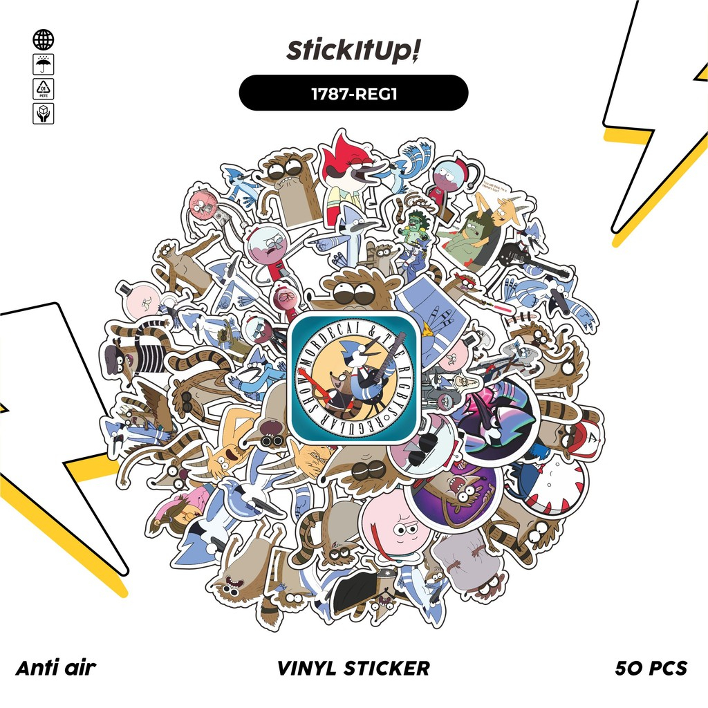 

COD✨ 50 Pcs Stiker Pack REGULAR SHOW 01 Lucu Aesthetic Vynil Waterproof untuk Freebies Sticker Buku Journal Casing HP Laptop