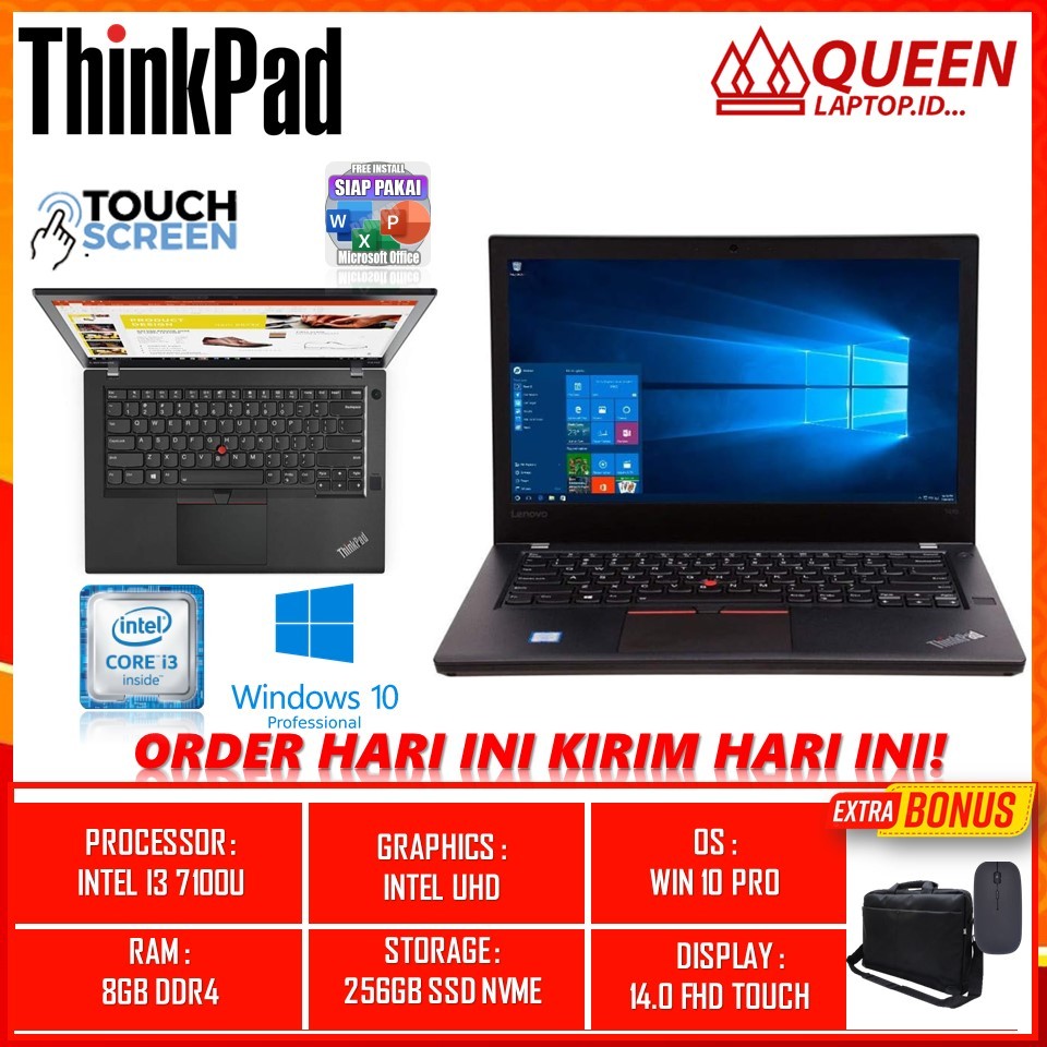 LAPTOP LENOVO THINKPAD T470 CORE I3 7100U RAM 8GB 256GB SSD 14.0 FHD TOUCHSCREEN