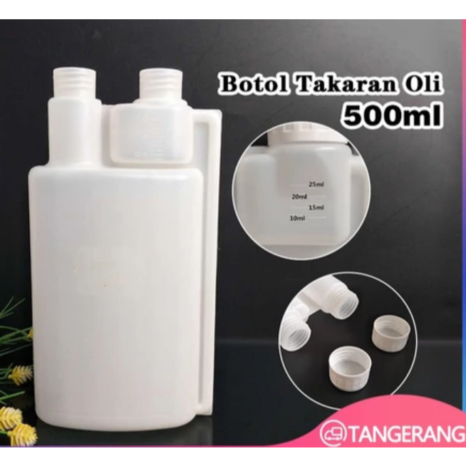 500ML Botol Takaran Oli Samping/Botol Oli Samping Twin Neck/Botol Takar Oli Motor 2 Tak