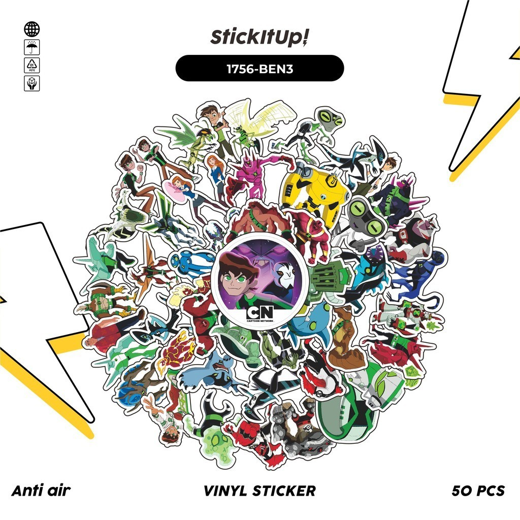 

COD✨ 50 Pcs Stiker Pack BEN TEN CHARACTER MIX 03 Lucu Aesthetic Vynil Waterproof untuk Freebies Sticker Buku Journal Casing HP Laptop