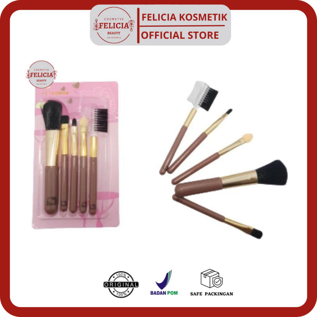 KUAS SET MAKE UP ISI 5 MIKA - KUAS BLUSH ON SET