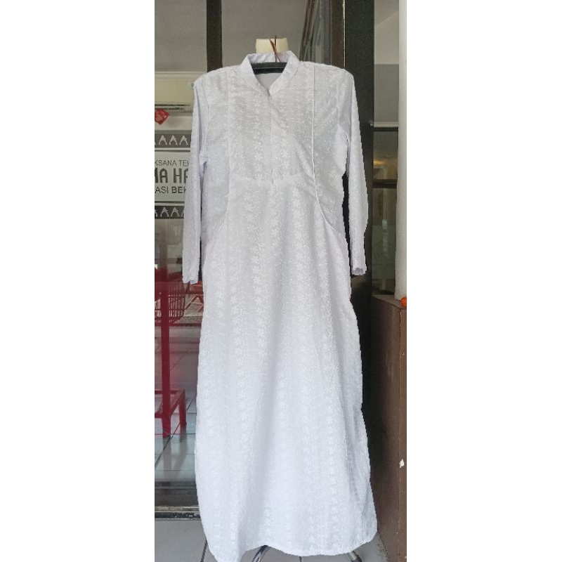 Gamis Katun Paris Putih - Perlengkapan Haji / Umroh