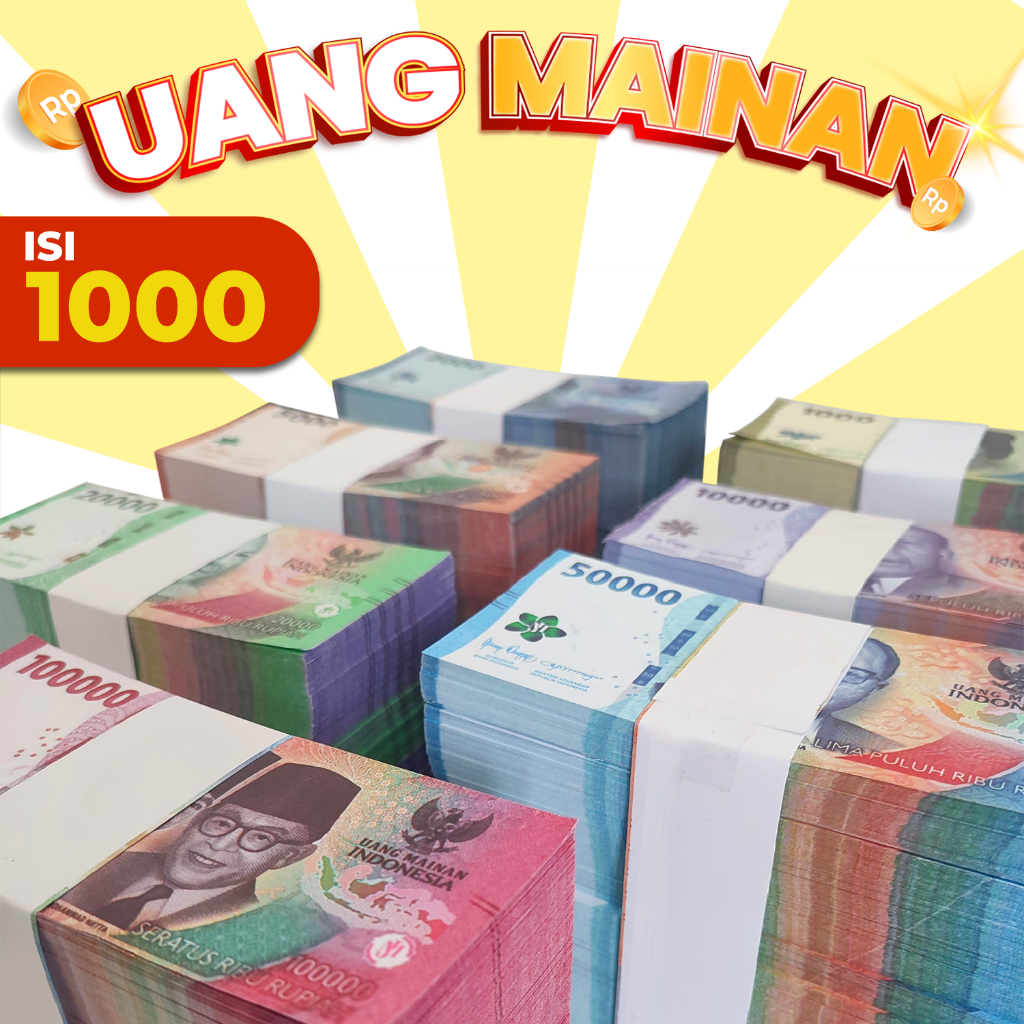 1000 lbr Uang Mainan Replika Mahar Pernikahan, Buket Uang, mainan edukasi anak, soft paper