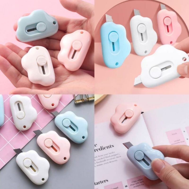 

Cutter Mini Bentuk Awan Lucu Pisau Kecil Pemotong Kertas Portable