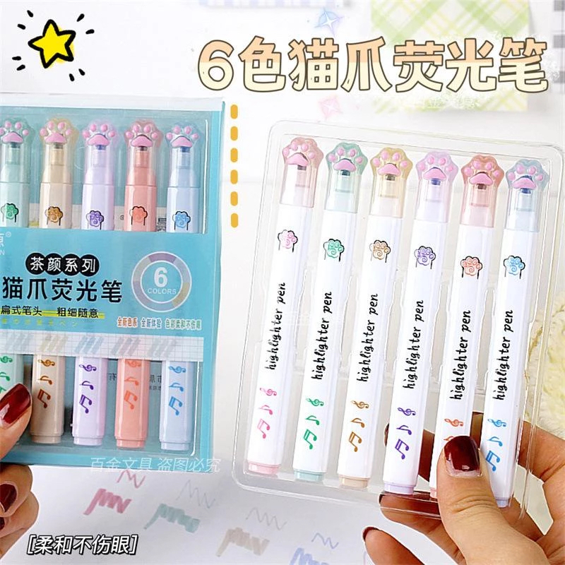 

INJOYMART | Pena Stabilo Highlighter Kucing Miao Aesthetic Soft Color Warna Lembut Berkualitas 2 in 1 Sketch Marker Pen Art Painting Spidol Pastel
