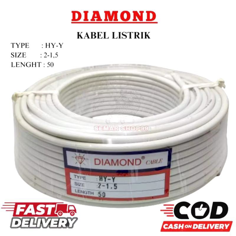 Promo PER 10 METER Kabel DIAMOND PUTIH 2x1,5 / Kabel Serabut Listrik 2x1,5 / Kabel Listrik HY-Y