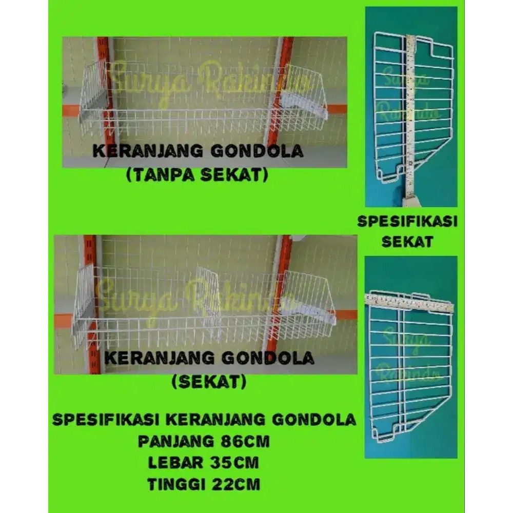 KERANJANG GONDOLA RAK MINIMARKET DENGAN SEKAT DAN TANPA SEKAT