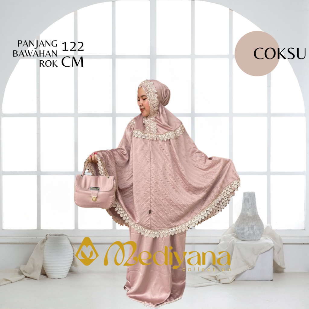 Mukena Polos Satin Silk Plisket Dewasa