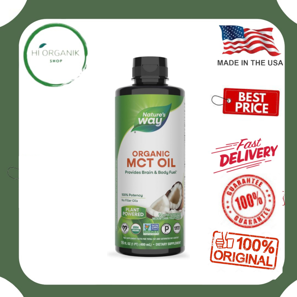 Nature's Way Organic MCT Oil 480 ml ; Nature's Way Organic MCT Oil 887 ml - Keto - Gluten Free Ori U