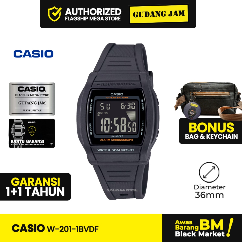 Jam Tangan Casio Pria W-201-1BVDF W-201-1B W-201 W201 W 201