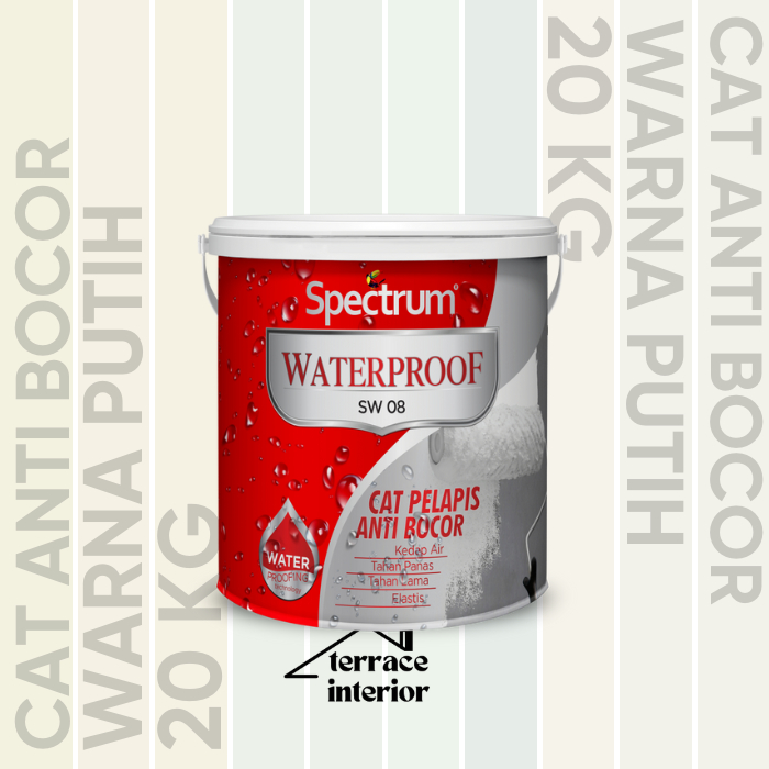 Cat Pelapis Anti Bocor Spectrum Waterproof Warna Putih 20 KG