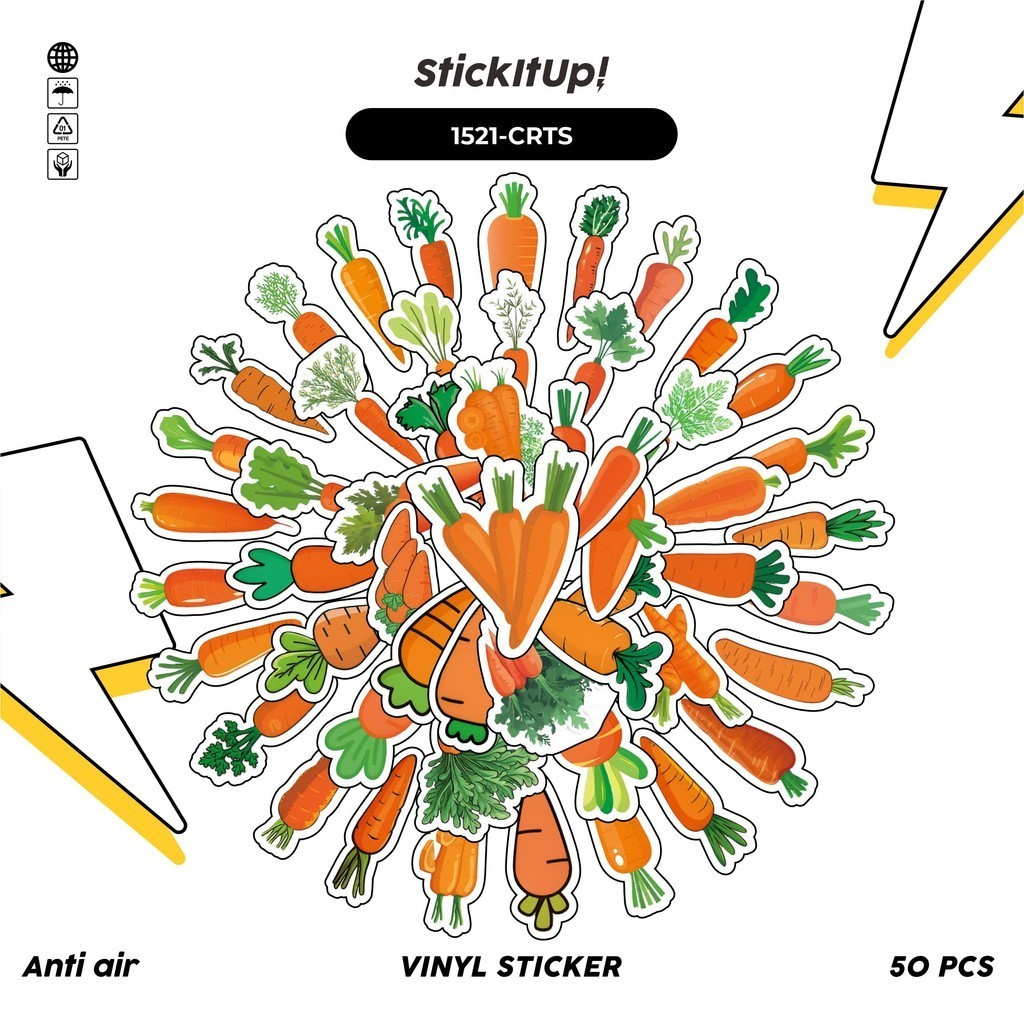 

COD✨ 100 Pcs Stiker Pack Carrots / Wortel Lucu Aesthetic Vynil Waterproof untuk Freebies Sticker Buku Journal Casing HP Laptop