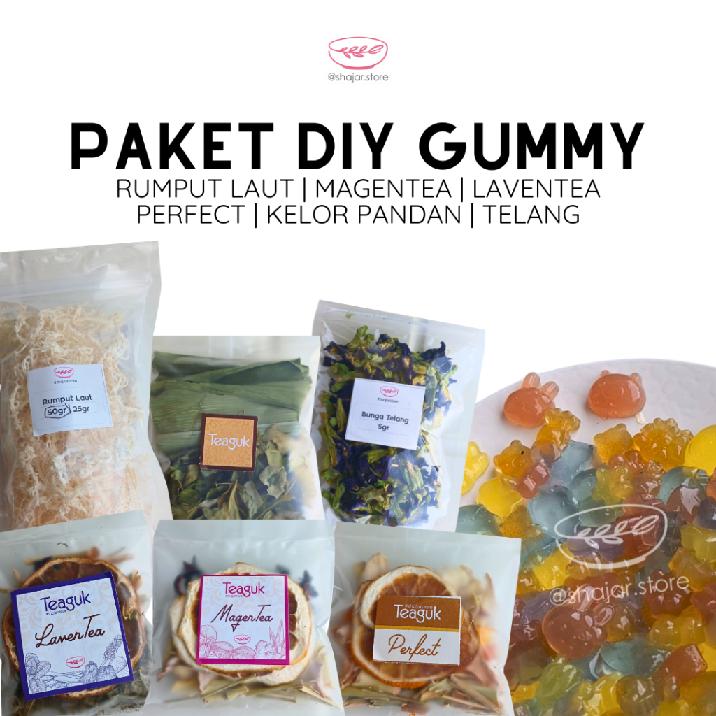 

Paket DIY Gummy / Jelly / Rumput laut Teaguk Perfect Ultimate Magentea Laventea Rosella Telang kelor