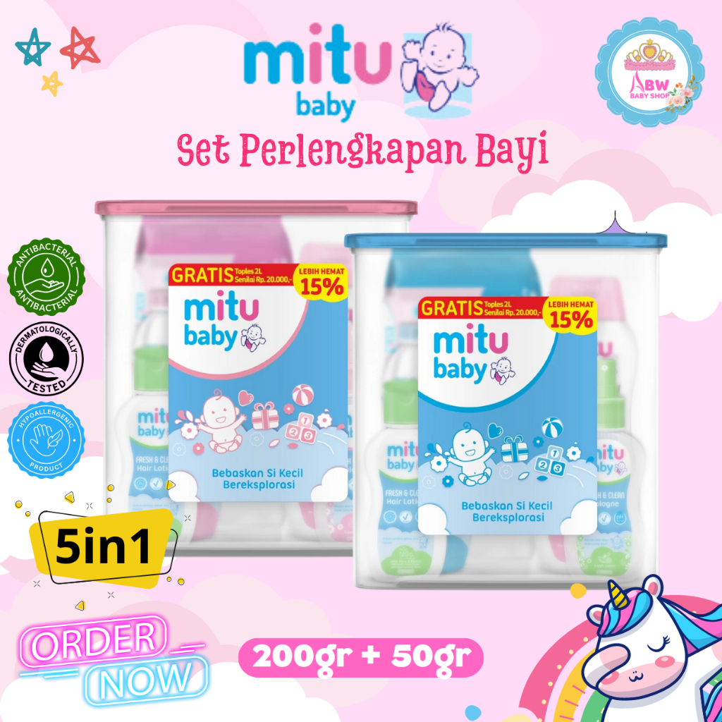 Mitu Premium Set 5IN1 Paket Perlengkapan Bayi Lengkap / Baby Gift Set Perawatan Bayi Newborn