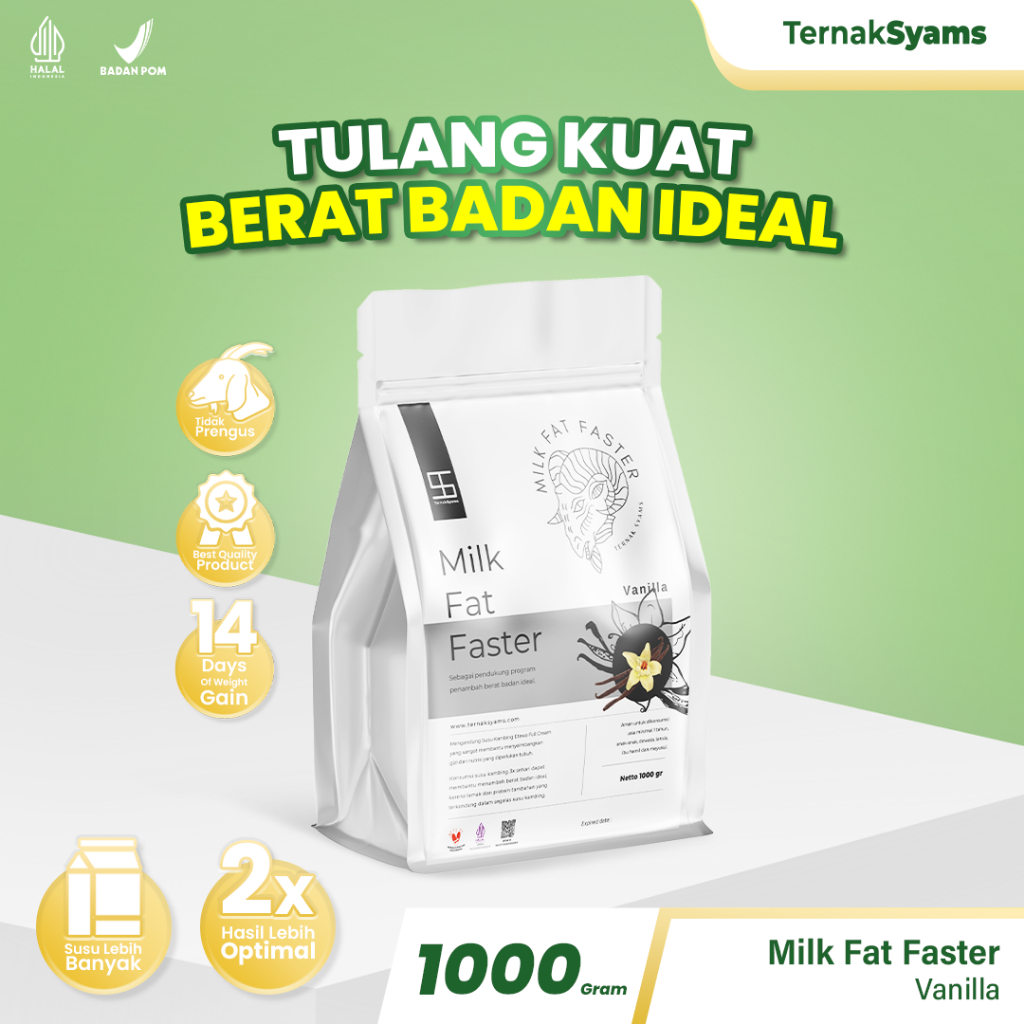 

Ternak Syams Premium Susu Penggemuk Penambah Kenaikan Berat Badan dan Nafsu Makan 1000 gr Ideal Varian Kambing Etawa Full Cream Milk Fat Faster Varian Rasa Vanila Vanilla Organik Suplemen Vitamin Makanan minuman Obat Kapsul BPOM HALAL LPPOM weight gain