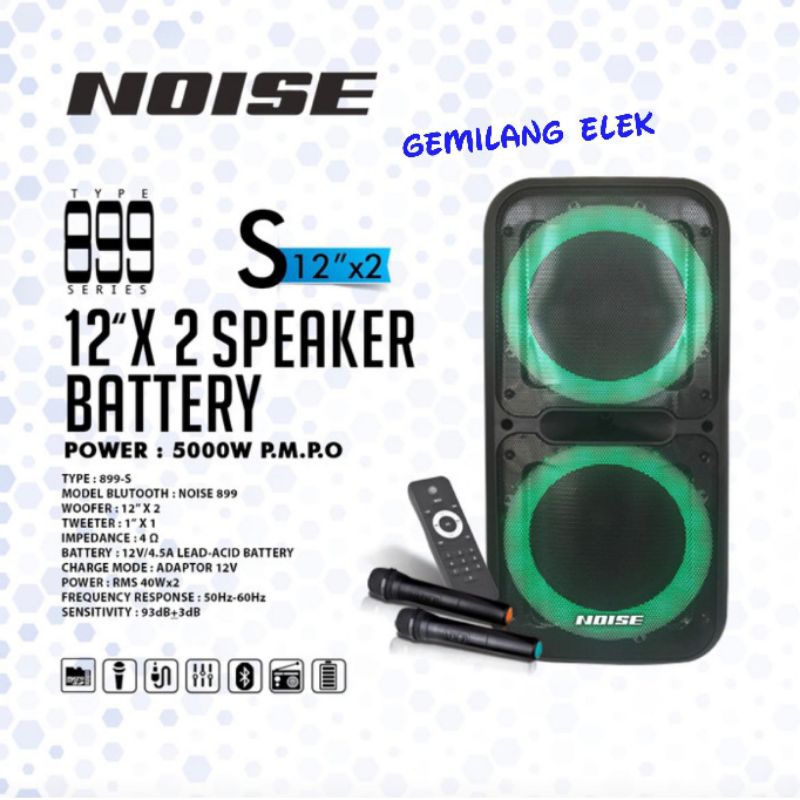 Speaker Portable Wireless NOISE 899S ( 2x12inch ) Bluetooth