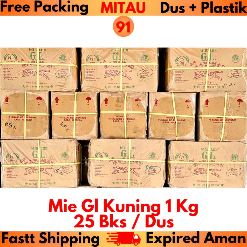 

Mie GL Kuning 1kg 25 Bks / Dus Beli 5 Dus Lebih Murah