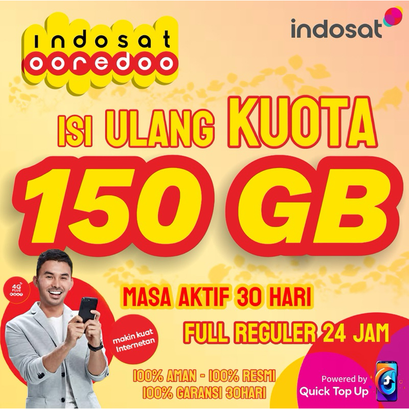 ISI ULANG KUOTA INDOSAT iM3 MURAH 150GB FULL DATA 24JAM 30HARI